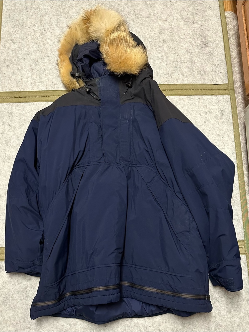 Cabela's Navy and Black Insulated Ski Parka with Fur-Trim Hood